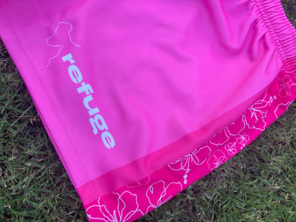 Hibiscus Island Pink Footy Shorts