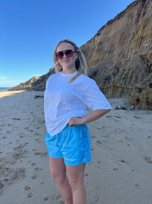 Hibiscus Reef Blue Footy Shorts