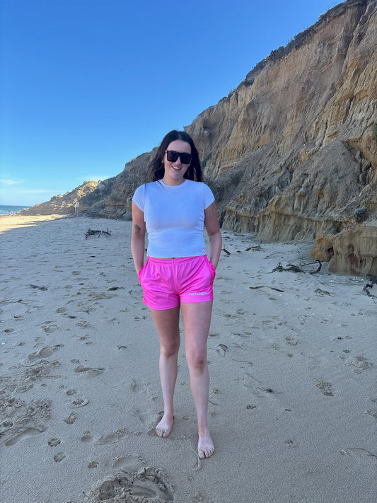 Hibiscus Island Pink Footy Shorts