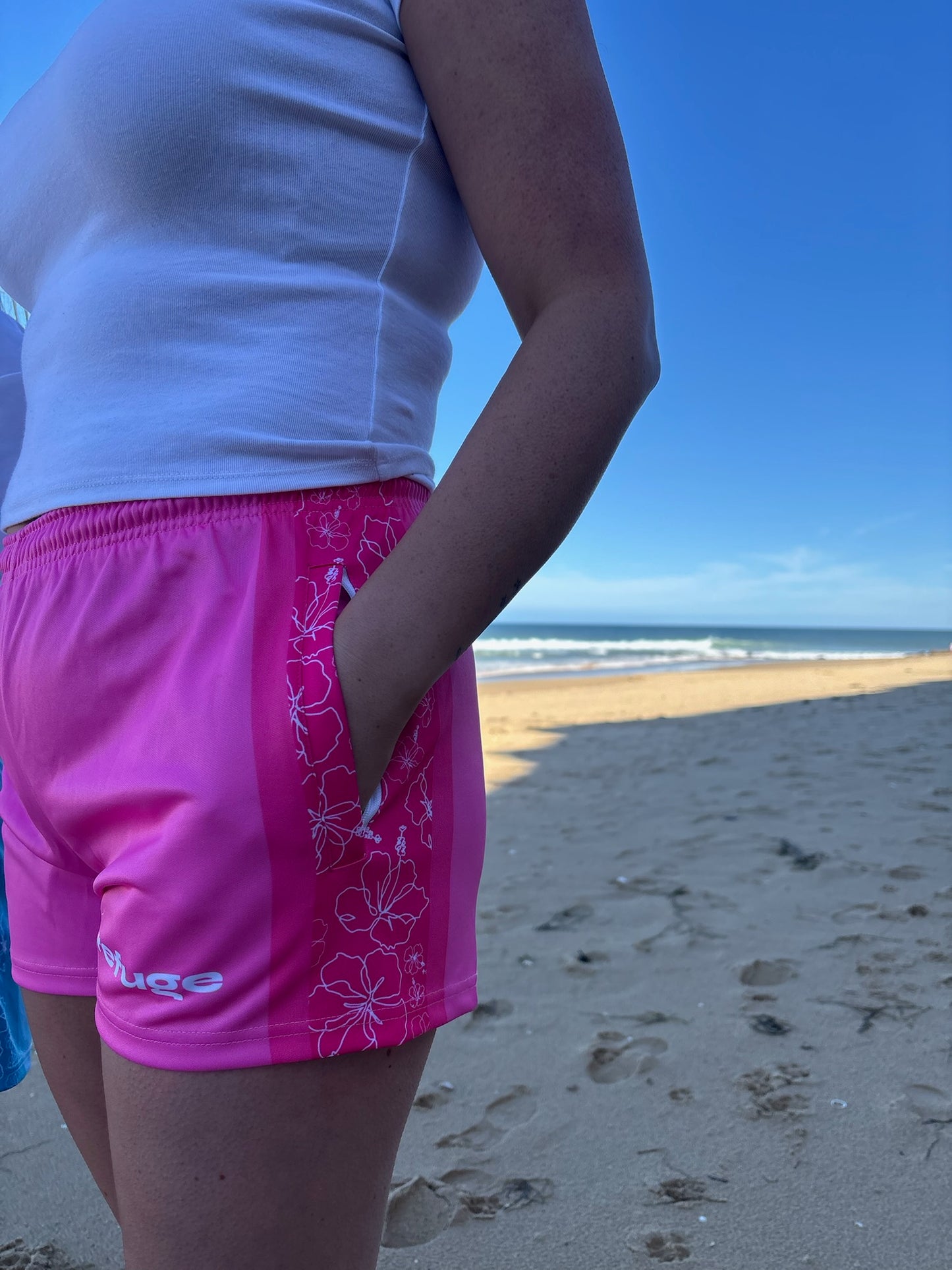 Hibiscus Island Pink Footy Shorts